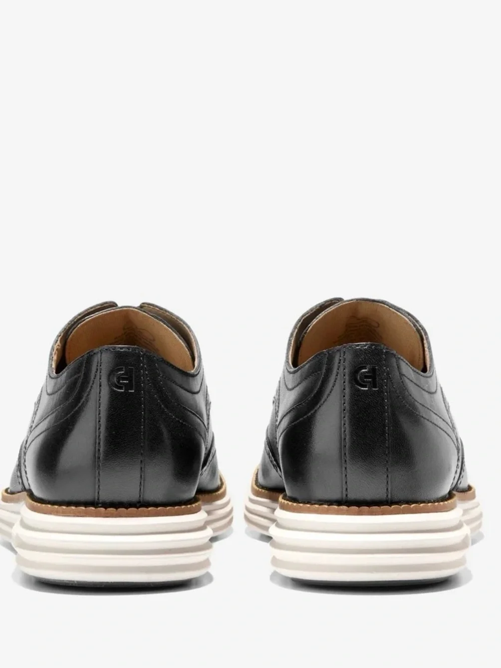 Cole Haan Black Leather Derby with White Sole
